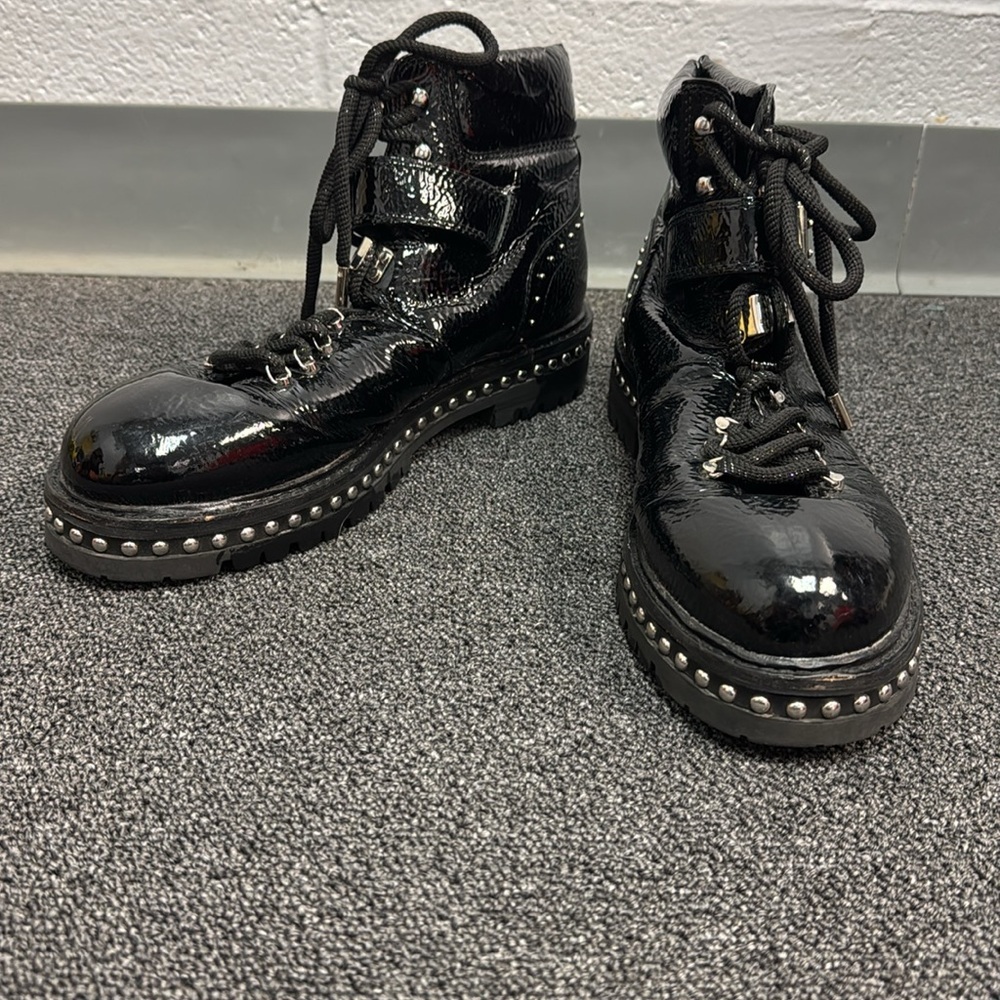 Lola Black Combat Boots with Studs and Thick Sole Retail $365 - Picture 3 of 10